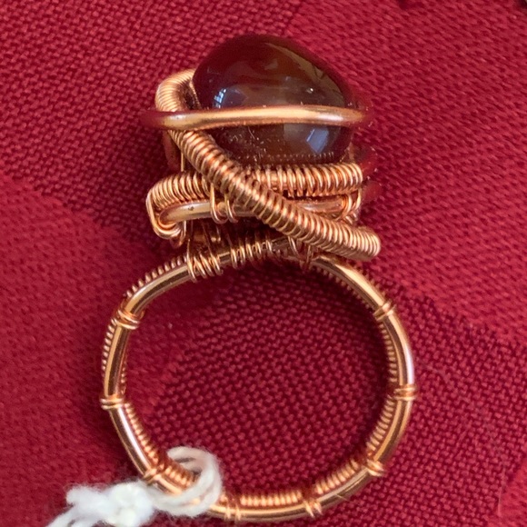 Carnelian wire wrapped copper ring.  Size 8 - Picture 5 of 5